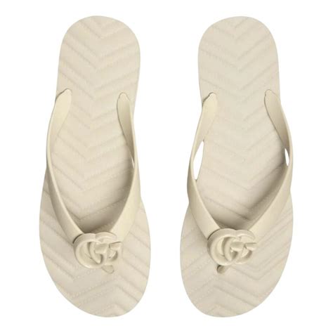 gucci flip flops white|Gucci marmont flip flops.